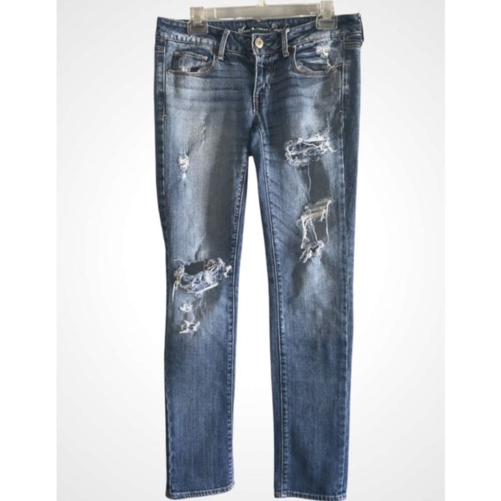 American Eagle Outfitters Ripped Distressed Medium Wash Blue Skinny Jeans 6